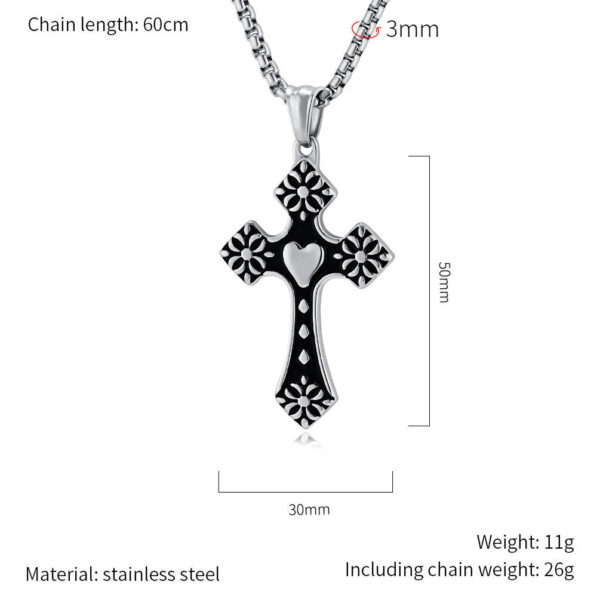 3b48cb18889181062c654382e61c9847_H69dbaa75b601407baaf20b3ce1960abfF_avif=close&webp=close KOMI Stainless Steel Cross Pendant Chain Necklace for Men Women 24 Inches Vintage Love Center Cross Necklace for Boys Girls Gift