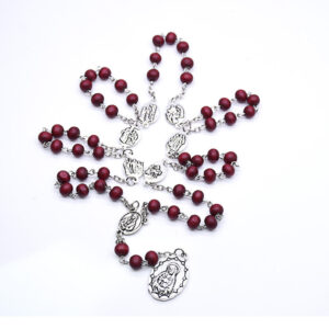 Komi Wholesales Fragrance Wooden Bead Seven Ways of Bitterness Cross Pendant Rosary Necklace