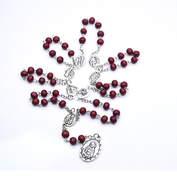 Komi Wholesales Fragrance Wooden Bead Seven Ways of Bitterness Cross Pendant Rosary Necklace