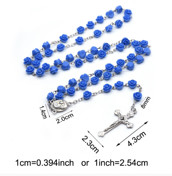 2024 Komi Catholic Rose Shaped Beads Virgin Mary Cross Pendant Wedding Prayer Rosary Necklace