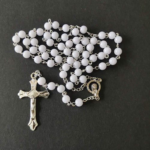 Komi 2023 Hot Sell Rosary Acrylic Beads Necklaces Religious Rosary Cross Necklace for Pary