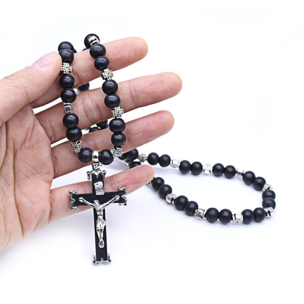 2024 Komi Wholesales Wooden Beads Cross Beads Necklace Orthodox Cross Pendant Rosary Necklace