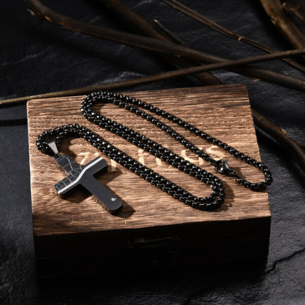 3ee956473334718fa025330ee8f54512_H2ce05495038c42e8a0ddc741479180c3N_avif=close&webp=close KOMI 24 Inch Cross Necklace for Men Silver Black Gold Stainless Steel Cracked Cross Pendant Necklace Baptism Religious Gifts