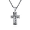 KOMI Religious Cross Necklace for Men Silver Gold Stainless Steel Crucifix Cross Pendant Necklace for Men Women Box Chain 24Inch