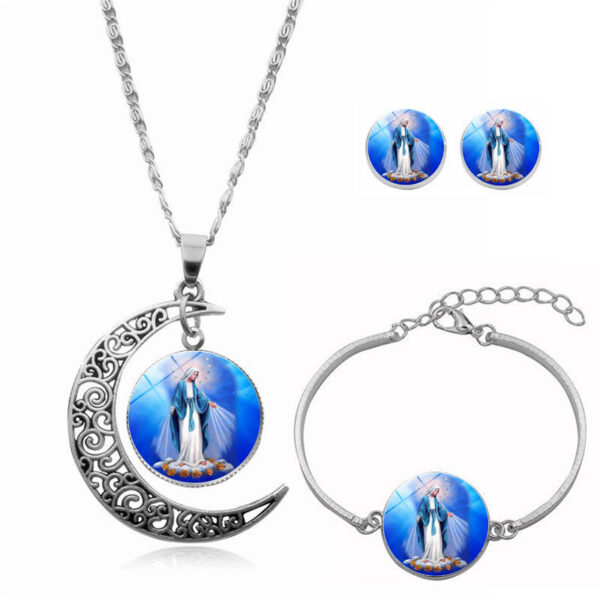 409f81a7fb15560c3370e3c140da2b6f_H91e95b8881314919b5ed0fef0d2aa3ed5_avif=close&webp=close Dreamwork Religious Jewelry Sets 3pc Figure Virgin Mary & Jesus Horoscope Necklace Bracelet Earrings Set for Women Baptism Gift