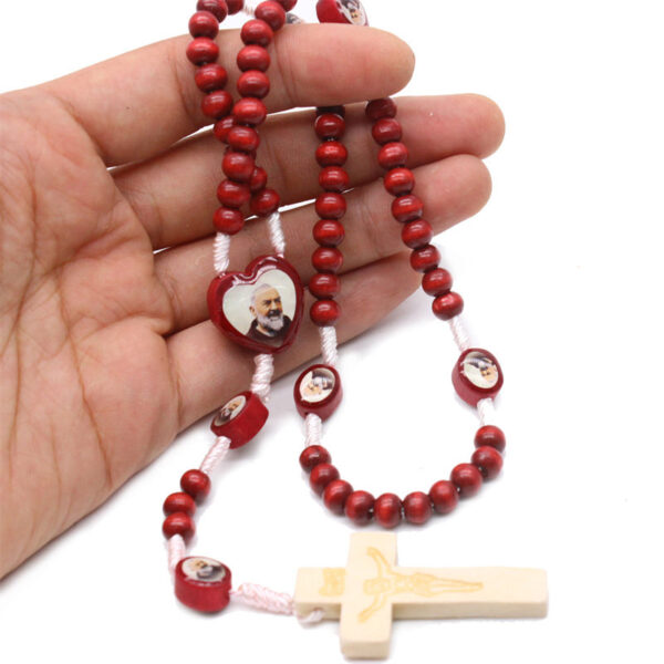 41cbed9137e3cf7678e188591c506000_H885004da78434ec89df92ecf7e5429bcn_avif=close&webp=close KOMI Handmade Burgundy Wood Beads Rosary Necklace Jesus Cross Beaded Necklaces Hand Rosary Beads for Religious Prayer Jewelry