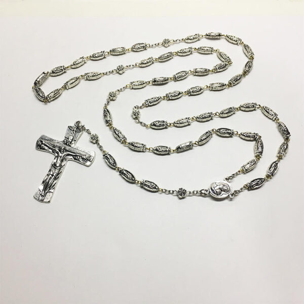 42d69be6db19cb55dbfaa648caa84df3_H3cc4e549284f460f85dafc7e65b4afb4O_avif=close&webp=close KOMI Copper Buckle Antique Silver Alloy Our Lady of Guadalupe Rose Beaded Rosary Necklace Jesus Cross Pendant Necklaces for Men