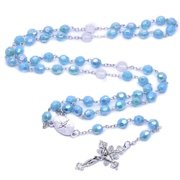 43000042c5cb938e4f6b48560886ee85_H5d2fcea068914452bb2116a72cbe56d0P_avif=close&webp=close Wholesale 8mm Blue Plastic Catholic Rosary Beads Silver Chain St. Benedict Medal Jesus Cross Religious Jewelry Necklace