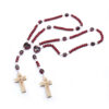 4464d7f62a122eadd2844bc7af41dac5_H18b74a790109441ba3f33f1bcdd856dc5_avif=close&webp=close KOMI Handmade Burgundy Wood Beads Rosary Necklace Jesus Cross Beaded Necklaces Hand Rosary Beads for Religious Prayer Jewelry
