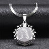 Komi Virgin Mary Prayer Necklace for Women Men Stainless Steel Gold Medallion Necklace Jewelry