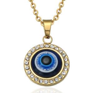 Komi Stainless Steel Turkish Blue Eye Necklace Religious AccessoriesTItanium Steel Eye Pendant