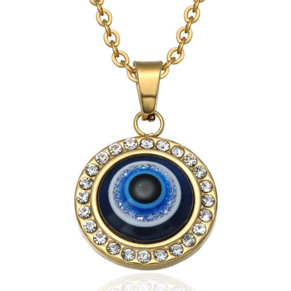 Komi Stainless Steel Turkish Blue Eye Necklace Religious AccessoriesTItanium Steel Eye Pendant