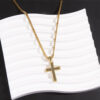 KOMI 18K Gold Plated CZ Cross Pendant Necklaces Stainless Steel Chain Black Cubic Zirconia Cross Necklace for Men Women Gift