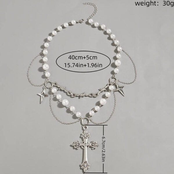 47d9e22dbe937dde896d9ff1090822a5_Hfdf6564cc4034a939884c585b3a17f9fM_avif=close&webp=close KOMI Fashion Double Layered Imitation Pearl Necklace with Tassels Star Cross Pendant Necklaces for Women Girls Wedding Party