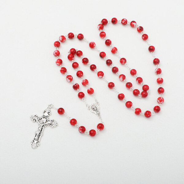49e8b130c5f6d6c993fad9e252e015ec_Ha3cb79faae634ab483db3ec6e2a9a7adW_avif=close&webp=close Hot Holy Catholic Blue Glass Stone Beads Rosary Necklace With Sliver Jesus Cross Religious Necklace