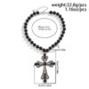 KOMI Silver Plated Rhinestone Crystal Cross Pendant Necklace for Women 17.7 Inches Black Beaded Chain Choker Necklaces for Girls