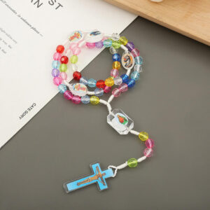 Komi 2023 New Color Cross Necklace New Catholic Jesus Rosary Long Necklace Wholesale