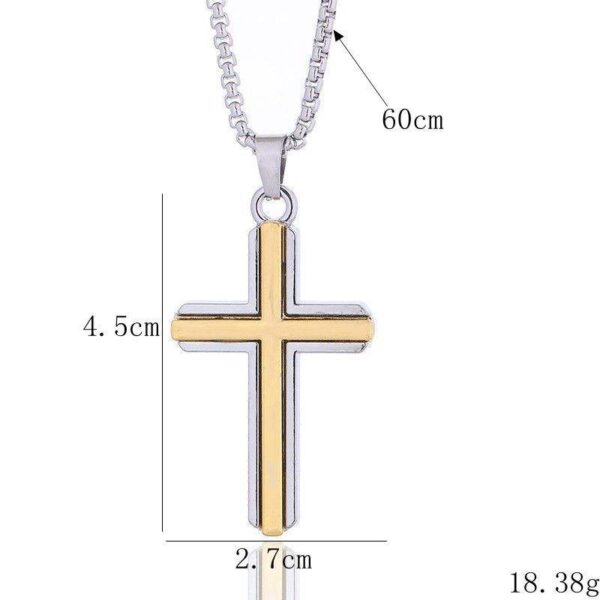 4d45efaafa6cced2f43ba4c088722533_He3877ac7e7e547859fca1149ad73f499R_avif=close&webp=close KOMI Cross Necklace for Men Double Color Black Gold Stainless Steel Plain Cross Pendant Necklace for Men Women Wear Necklace