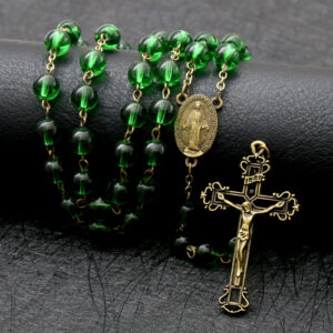 2024 New Religious Jesus Natural Multicolor Stone High Grade Cross Rosary Necklace Religious Jewelry Wholesale Wholesale