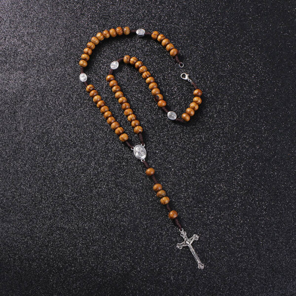 4ecf33690afd2cae092e3908f823326b_H9d8fbe28d0994040aca0d700510bc068g_avif=close&webp=close Komi Catholic Brown Wooden Rosary Virgin Mary with Soil Medal Jesus Cross Braided Rope with Clasp Necklace Religious Jewelry