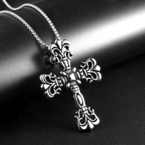 KOMI Hip Hop Men's Fashion Vintage Cross Necklace Trendy Religious Jewelry Cross Pendant Necklaces Personality Birthday Gift