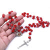 2024 Komi Catholic Rose Shaped Beads Virgin Mary Cross Pendant Wedding Prayer Rosary Necklace