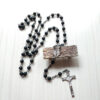 Komi High-grade Black Frosted Stone Agate Rosary Necklaces Wedding Rosary Men and Women's Necklace