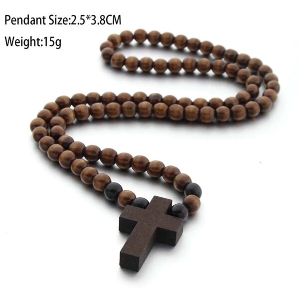Religious Cross Wooden Bead Necklace Fashion Hot Selling Rosary Wood Jewelry Spot Wholesale