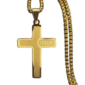 Komi 2023 New Stainless Steel Cross Men's Pendant Necklace Gold Men's Chain Necklace Jewelry Wholesale