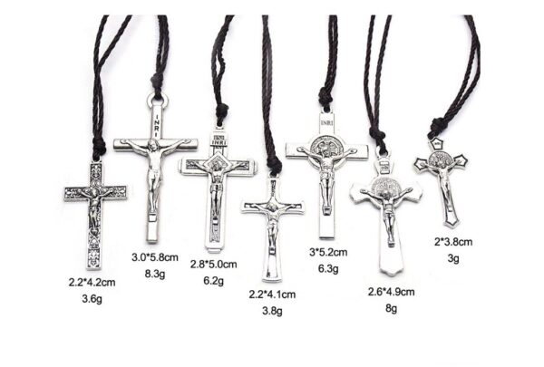 51924d3db4c00506bb549ca15eb76bf2_H0f24c6ccc90f42abacd928766a7b1dbef_avif=close&webp=close Komi Wholesales Catholic Metal Religious Cross Crucifix Pendant With Wax Rope Prayer Necklace