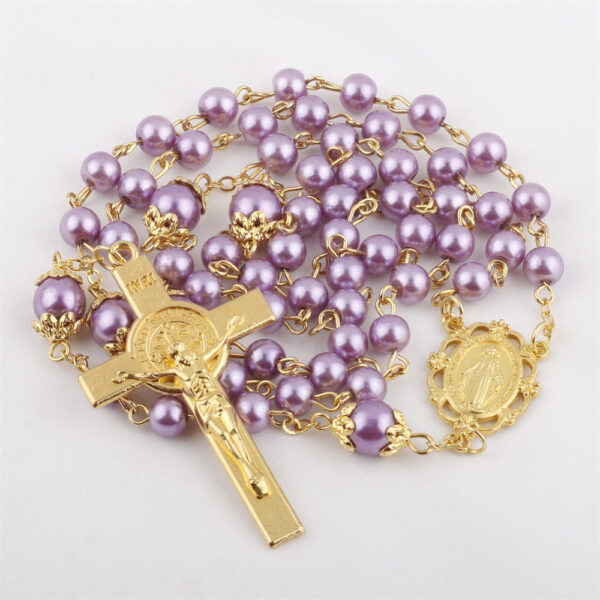 521f0816c4dce2c5273d7cccd0c880e1_Hed0895dcb2d54e8c9831d32348b891e6V_avif=close&webp=close KOMI Gold Jesus Cross Pendant Necklaces Colorful Pearl Rosary Beads with Crucifix Cross Catholic Rosary Necklace for Women Gifts