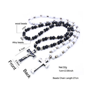 2024 Komi Wholesales Wooden Beads Cross Beads Necklace Orthodox Cross Pendant Rosary Necklace