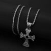 KOMI Fashion Black Diamond Cross Pendant Necklace Personalized Hiphop Punk Jewelry Stainless Steel Long Sweater Chain Necklaces