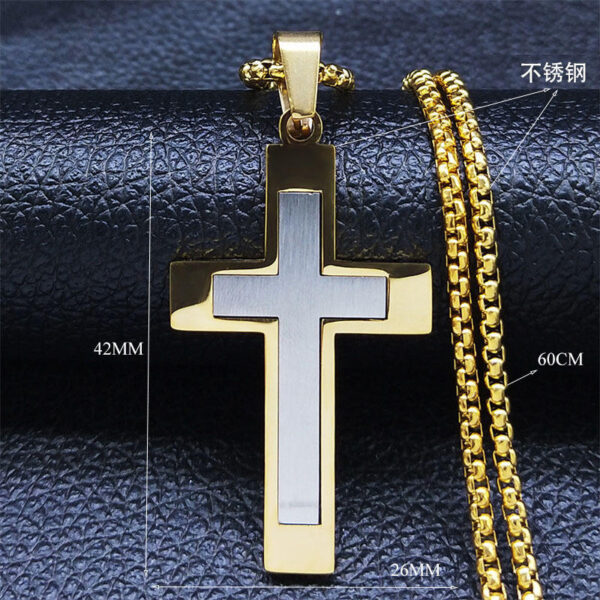 Komi Hot Selling Cross Stainless Steel Pendant Necklace Men's Gold Religious Necklace