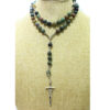 Komi Hot Religious Natural Stone Catholic Rosary Agate Beads Religious Prayer Christian Crucifix Cross Necklace Chain