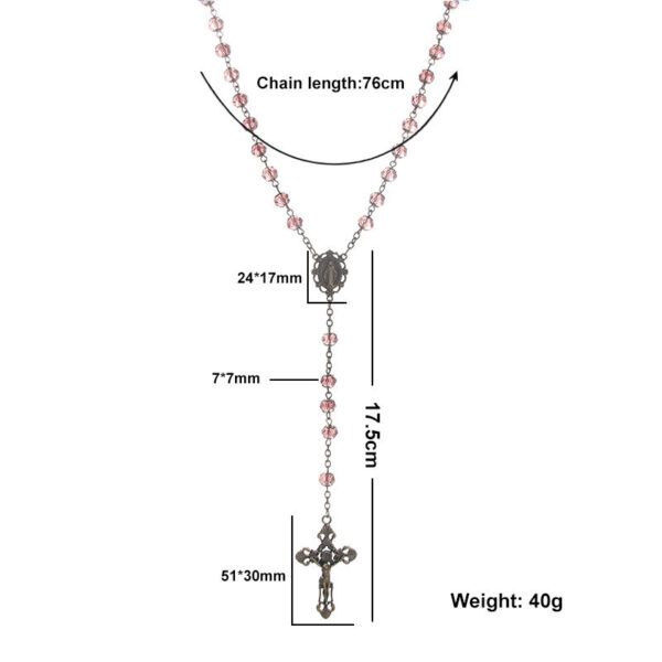 2024 New Religious Jesus Natural Multicolor Stone High Grade Cross Rosary Necklace Religious Jewelry Wholesale Wholesale