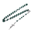 2024 Komi Religious Green Malachite Natural Stone Catholic Cross Pendant Statue Christ Jewelry Rosary Necklace