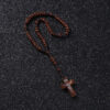 KOMi Vintage Chiro Cross Wooden Rosary Beads Charm Bracelets Catholic Christian Orthodox Fashion Religious Jewelry Gift R-159