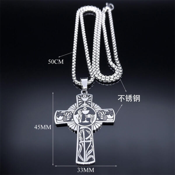 Komi Eucharist Halo Grape Juice Cross Necklace Stainless Steel Men's and Women's Holy Spirit Church Chain Jewelry