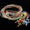 Luminous Mixed Color Cross Necklace Ten-color Plastic Luminous Rosary Necklace Wholesale