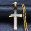 Komi Hot Selling Cross Stainless Steel Pendant Necklace Men's Gold Religious Necklace