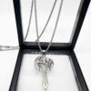 KOMI Retro Fashion Axe Necklace for Men Trendy Personality Hip Hop Sword Cross Pendant Necklaces Stainless Steel Sweater Chain