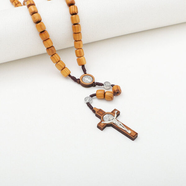 Catholic Rosary Catholicism Gift Prayer 10mm Beads Wooden Cross Necklace Beads Orthodox Wood Beads Religious Jewelry