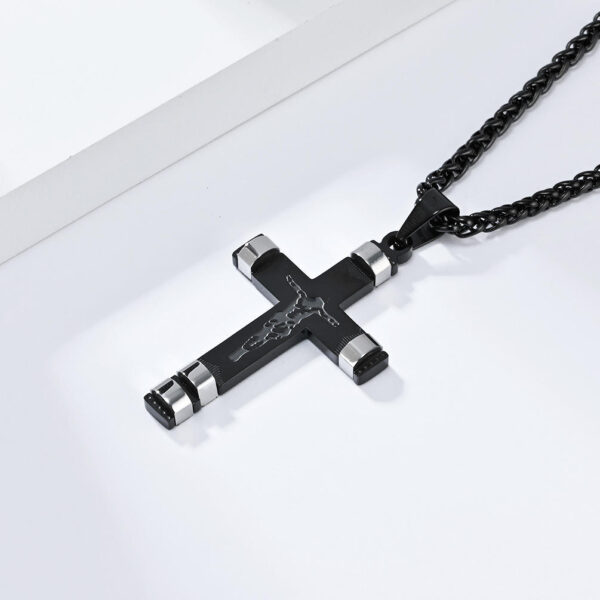 5bc3ea3cb9eb0b8bcf80533245e24675_Hffb7ba3f6cc84472a19c9203fad100bbH_avif=close&webp=close KOMI Mens Stainless Steel Cross Necklace Simple Silver Black Gold Crucifix Cross Pendant Necklace for Men Fashion Jewelry Gift