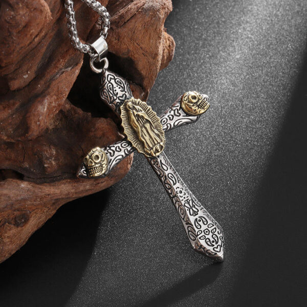 5d7b1ace5daf5ba3a64e7c978c429eea_Ha1c34c8d2de5487385732df9eab63293o_avif=close&webp=close KOMI Vintage Engraved Cross Necklace for Women Anti Gold Virgin Mary Cross Pendant Necklaces 24 Inches Box Chain Necklace Gifts