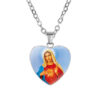 2024 KOMI Christian Madonna Celebration Portrait Necklace Heart Pendant Choker Chain Necklace for Religious Wedding Baptism Gift