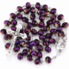 2023 Hot Sell Rosary 8*6mm Glass Cut Face Crystal Jesus Cross Christ Maria Stock Rosary Necklace
