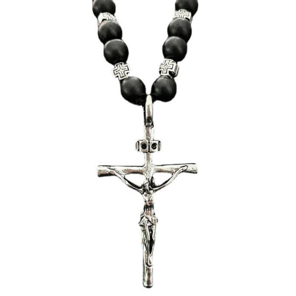 5f802208de43ee1683d51e3faa13ad7f_Hb79d2057898448dfb8c4bf5cf1fbbc85F_avif=close&webp=close Dreamwork Rosaries Necklaces Jesus Cross Pendant 8mm Black Acrylic Beads Rosary Necklace for Pray Gift and Car Accessories