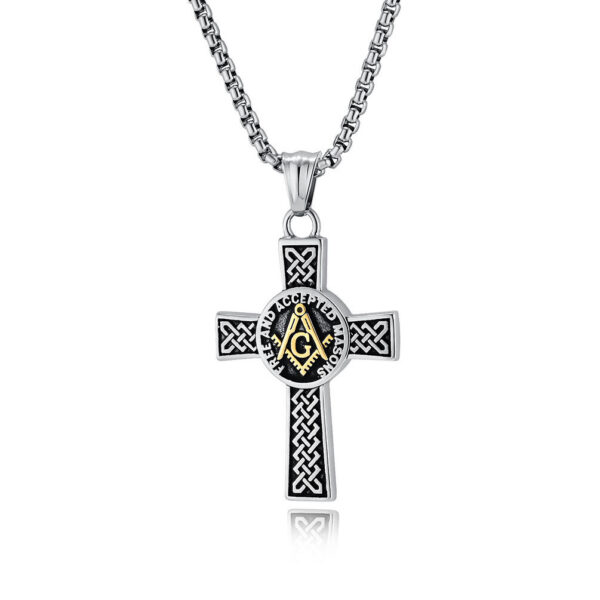 5fc94bb59c251f5b6c5788c71c64e41b_H422ecfc0de6d48bf8cfcaf657a27712cc_avif=close&webp=close KOMI Vintage Masonic Stainless Steel Cross Necklace for Men Celtic Cross Pendant Necklace for Men Boys 24 Inches Box Chain Gifts