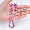 KOMI Multicolor 6mm Imitation Pearl Rose Flowers Catholic Jesus Cross Our Lady of Lourdes Virgin Mary Religious Rosary Necklace